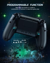 VOYEE S08 Vezeték Nélküli Kontroller Nintendo Switch/Lite/OLED/PC/iOS/Android Eszközökhöz - Programozható RGB LED Világítás, 1000mAh Akku, R 6