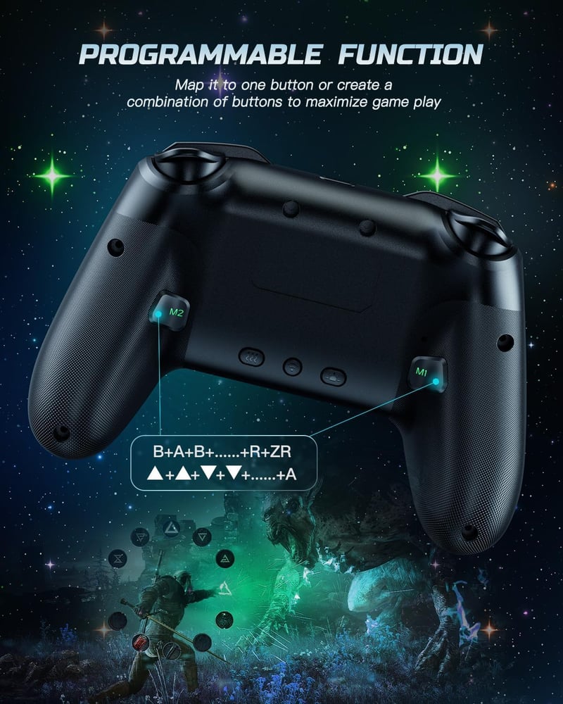 VOYEE S08 Vezeték Nélküli Kontroller Nintendo Switch/Lite/OLED/PC/iOS/Android Eszközökhöz - Programozható RGB LED Világítás, 1000mAh Akku, R