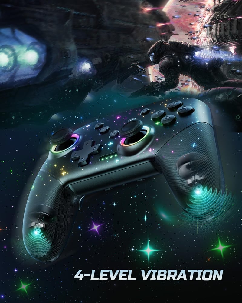 VOYEE S08 Vezeték Nélküli Kontroller Nintendo Switch/Lite/OLED/PC/iOS/Android Eszközökhöz - Programozható RGB LED Világítás, 1000mAh Akku, R