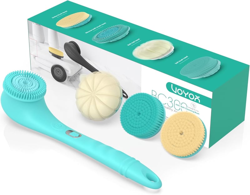 VOYOR BC300 elektromos hátkeféje hosszú nyéllel, vízálló, USB töltős, kék