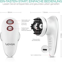 VOYOR Elektromos Masszírozó Készülék 3 Cserélhető Fejjel - Vízálló Cellulitkezelő és Arctisztító Eszköz Arcra, Nyakra, Vállra, Hátra és Lábr 6