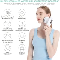 VOYOR Elektromos Masszírozó Készülék 3 Cserélhető Fejjel - Vízálló Cellulitkezelő és Arctisztító Eszköz Arcra, Nyakra, Vállra, Hátra és Lábr 2