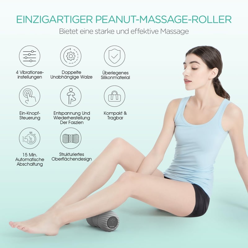 VOYOR-HEALTH Elektromos Masszázslabda Vibrációval - Újratölthető Fascia Roller, Mélyszöveti Trigger Pont Masszírozó Izomrelaxációhoz, MB300 