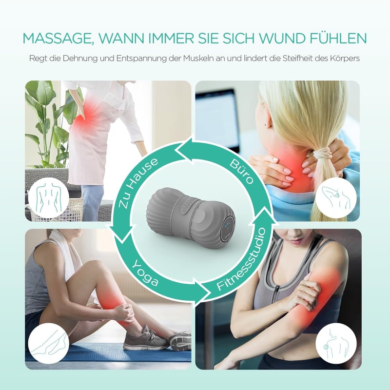 VOYOR-HEALTH Elektromos Masszázslabda Vibrációval - Újratölthető Fascia Roller, Mélyszöveti Trigger Pont Masszírozó Izomrelaxációhoz, MB300 