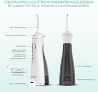 VOYOR-HEALTH Vezeték Nélküli Szájzuhany, Elektromos Fogköztisztító, 3 Üzemmód, 4 Fej, Hordozható IPX7 Vízálló Fogápoló Készülék Utazáshoz 6