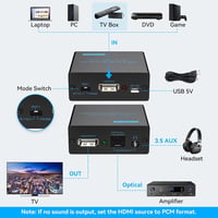 VPFET HDMI Audio Leválasztó 4K HDMI Optikai és 3.5mm AUX Hangkivonó Adapter Elosztó Konverter HDCP DTS 5.1 PCM Támogatással 3
