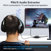 VPFET HDMI Audio Leválasztó 4K HDMI Optikai és 3.5mm AUX Hangkivonó Adapter Elosztó Konverter HDCP DTS 5.1 PCM Támogatással 4