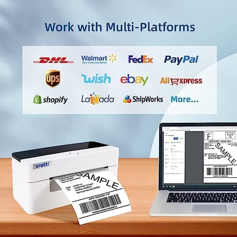 vretti Címkenyomtató Termál Szállítási Címke Nyomtató, Asztali Címkézés Amazon DPD DHL UPS Shopify, Mac/Windows Kompatibilis USB