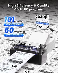 Imprimantă termică de etichete Bluetooth vretti DB402 4x6 - USB, compatibilă cu DHL, Amazon, Shopify, eBay, cu suport pentru Android, iOS, Windows, Mac 4