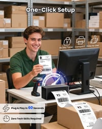 Imprimantă termică de etichete Bluetooth vretti DB402 4x6 - USB, compatibilă cu DHL, Amazon, Shopify, eBay, cu suport pentru Android, iOS, Windows, Mac 2