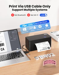 Imprimantă termică de etichete Bluetooth vretti DB402 4x6 - USB, compatibilă cu DHL, Amazon, Shopify, eBay, cu suport pentru Android, iOS, Windows, Mac 3