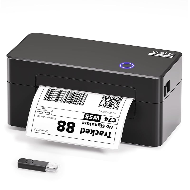 Imprimantă termică de etichete Bluetooth vretti DB402 4x6 - USB, compatibilă cu DHL, Amazon, Shopify, eBay, cu suport pentru Android, iOS, Windows, Mac