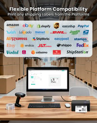 Imprimantă termică de etichete Bluetooth vretti DB402 4x6 - USB, compatibilă cu DHL, Amazon, Shopify, eBay, cu suport pentru Android, iOS, Windows, Mac 6