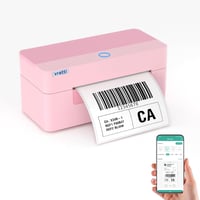 vretti DHL Bluetooth Címkenyomtató, Rózsaszín - 4x6 Szállítási Címkékhez, Kompatibilis Amazon, Shopify, Etsy, Ebay, UPS Platformokkal 1