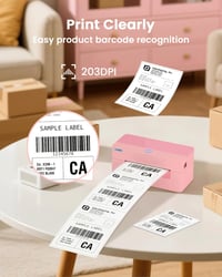 vretti DHL Bluetooth Címkenyomtató, Rózsaszín - 4x6 Szállítási Címkékhez, Kompatibilis Amazon, Shopify, Etsy, Ebay, UPS Platformokkal 4