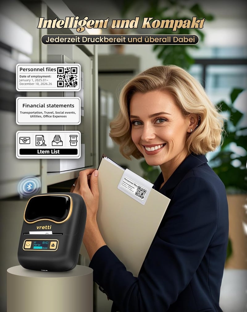 vretti K2 Bluetooth Címkenyomtató iOS Android Kompatibilis 20-50mm