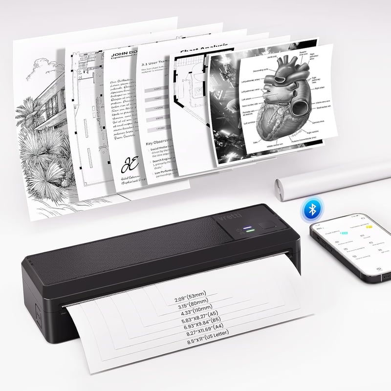 vretti P83 A4 Hordozható Termál Nyomtató Bluetooth Okostelefonhoz Android iOS
