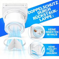 Kúpeľňový ventilátor Vrietina s časovačom a spätnou klapkou, 150 mm, biely 5