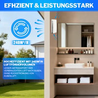 Kúpeľňový ventilátor Vrietina s časovačom a spätnou klapkou, 150 mm, biely 4