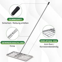 Vrietina Profi Gyepegyenlítő Gereblye 85x35cm Rozsdamentes Acél 2m Nyéllel 3