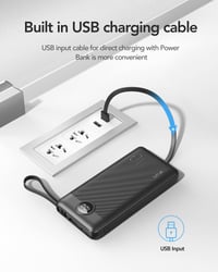 Power banka VRURC 10 000 mAh so 4 vstavanými káblami – prenosná externá batéria s konektormi USB-C a Micro USB 7