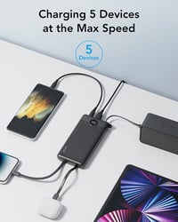 Power banka VRURC 10 000 mAh so 4 vstavanými káblami – prenosná externá batéria s konektormi USB-C a Micro USB 4