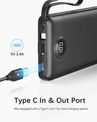 Power banka VRURC 10 000 mAh so 4 vstavanými káblami – prenosná externá batéria s konektormi USB-C a Micro USB 6