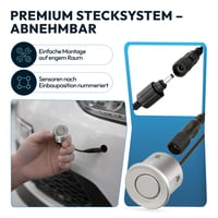VSG24 Echo Plus predný parkovací senzor so 4 snímačmi a displejom, strieborný – LED parkovací radar so zvukovou signalizáciou pre osobné a dodávkové vozidlá, 30–15 8