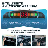 VSG24 Echo Plus predný parkovací senzor so 4 snímačmi a displejom, strieborný – LED parkovací radar so zvukovou signalizáciou pre osobné a dodávkové vozidlá, 30–15 4