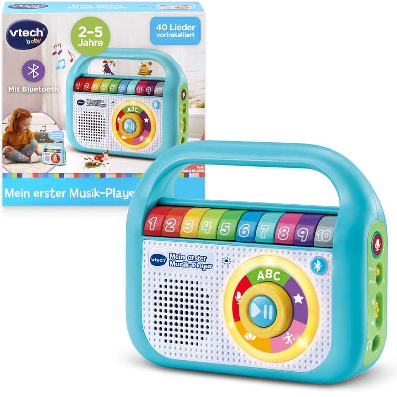 VTech Baby Môj prvý hudobný prehrávač, detský MP3 prehrávač s Bluetooth pripojením, 40 skladieb, 1 ks