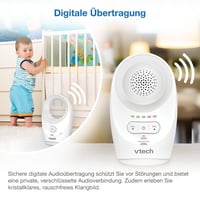 Monitor audio pentru bebeluși VTech BM1120 – Transmisie audio clară, rază lungă de acțiune, indicator LED de volum cu 5 niveluri, clips pentru curea, baterie reîncărcabilă 7