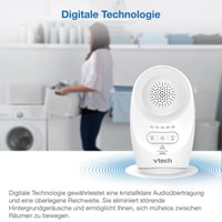 Monitor audio pentru bebeluși VTech BM1120 – Transmisie audio clară, rază lungă de acțiune, indicator LED de volum cu 5 niveluri, clips pentru curea, baterie reîncărcabilă 6