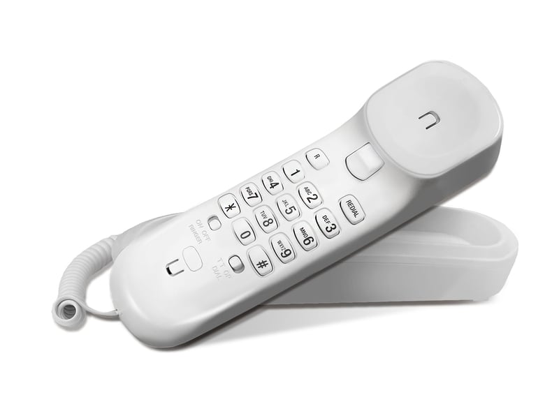 Káblový telefón VTech CD1100, biely, domáci stolný telefón, tlačidlo spätného volania, ovládanie hlasitosti a vyzváňania, 20x8x6,5 cm