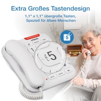 Pevný telefón pre seniorov VTech CL1100 – veľké tlačidlá, hovoriace čísla, vizuálna signalizácia zvonenia, rýchla voľba, hlasitý odposluch, biely 2