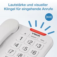 Pevný telefón pre seniorov VTech CL1100 – veľké tlačidlá, hovoriace čísla, vizuálna signalizácia zvonenia, rýchla voľba, hlasitý odposluch, biely 3