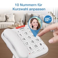 Pevný telefón pre seniorov VTech CL1100 – veľké tlačidlá, hovoriace čísla, vizuálna signalizácia zvonenia, rýchla voľba, hlasitý odposluch, biely 4