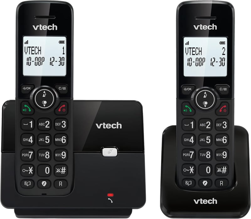 VTech CS2001 DECT vezeték nélküli telefon 2 kézibeszélővel, hívásszűrő, 300 m hatótáv - fekete