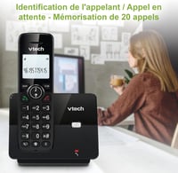 VTech CS2001 DECT vezeték nélküli telefon 2 kézibeszélővel, hívásszűrő, 300 m hatótáv - fekete 3