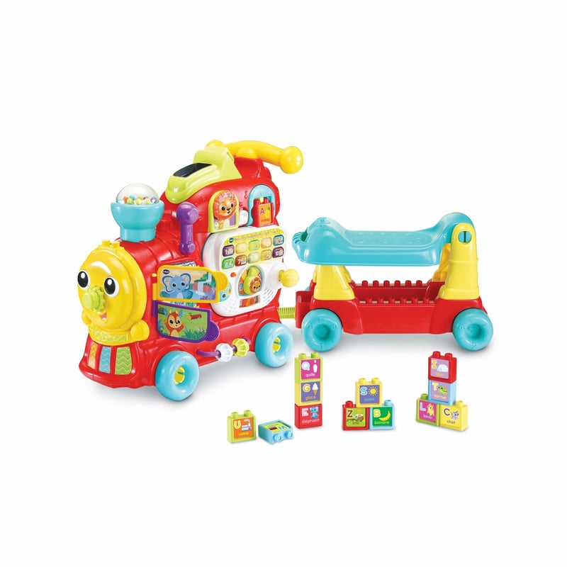 VTech Edo Maxi električni vlak za malu djecu - 7 u 1 razvojna igračka, 270+ zvukova i melodija, crveni, za djecu od 1-3 godine, s baterijama