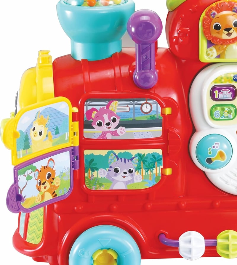 VTech Edo Maxi elektromos vonat kisgyermekeknek - 7 az 1-ben fejlesztő játék, 270+ hang és dallam, piros, 1-3 éveseknek, elemekkel
