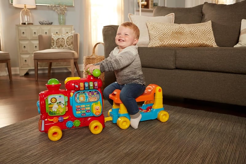 VTech Edo Maxi elektromos vonat kisgyermekeknek - 7 az 1-ben fejlesztő játék, 270+ hang és dallam, piros, 1-3 éveseknek, elemekkel