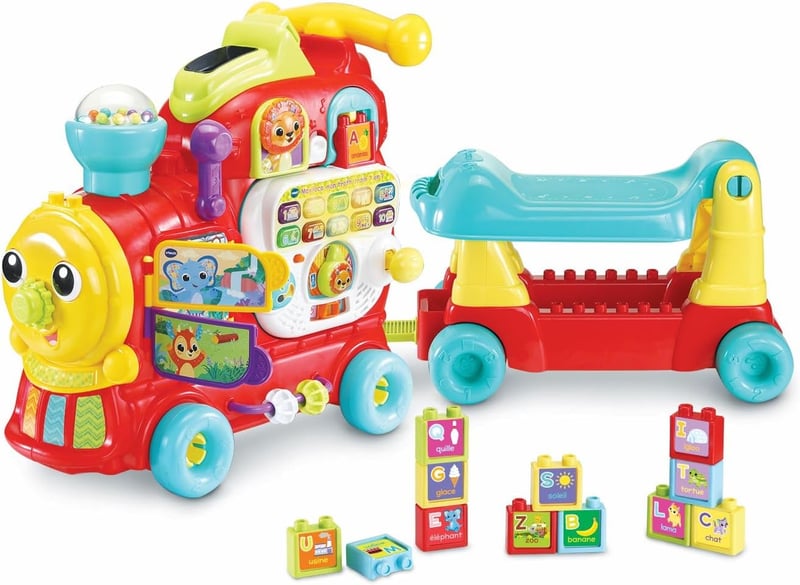 VTech Edo Maxi elektromos vonat kisgyermekeknek - 7 az 1-ben fejlesztő játék, 270+ hang és dallam, piros, 1-3 éveseknek, elemekkel
