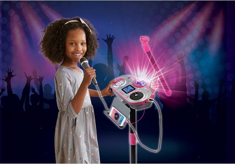 VTech Kidi Super Star DJ Studio Karaoke Játék - Rózsaszín Zenei Állomás Gyerekeknek 6-12 Éves Korig, Beépített Hangszórókkal, Elemekkel