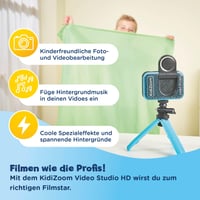 Detská videokamera VTech KidiZoom Video Studio HD s funkciou zeleného plátna – modrá 4