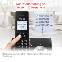 Bezdrôtový telefón VTech MS3050 DECT so záznamníkom, blokovaním hovorov, hlasitým odposluchom a podsvieteným displejom, čierny 7