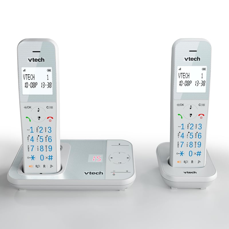 Bezdrôtový telefón VTech XS1051 DECT s 2 slúchadlami, záznamníkom, blokovaním hovorov, hlasitým odposluchom a zosilňovačom hlasitosti
