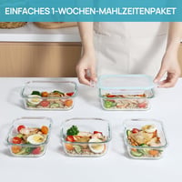 Vtopmart 8 darabos üveg ételtárolóedény szett zöld fedővel 7