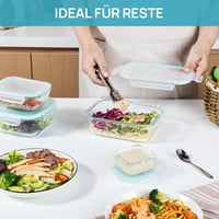 Vtopmart 8 darabos üveg ételtárolóedény szett zöld fedővel 5