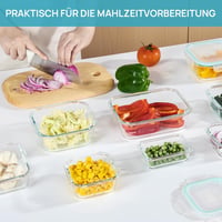 Vtopmart 8 darabos üveg ételtárolóedény szett zöld fedővel 6