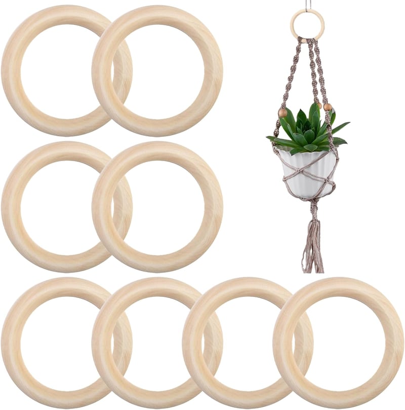 VTYTZZ 8 db Fa Gyűrű 10 cm Natúr Fa Makramé Gyűrű DIY Ékszer Karkötő Függöny